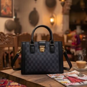 Checkered Tote - Gray Black